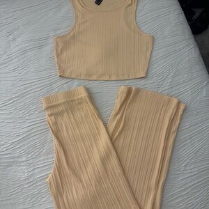 Forever 21 light orange Ribbed Crop Top and Pants Set